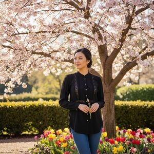 LOFT Petites Romantic Black Lace Poet Button Up Blouse – Size XSP